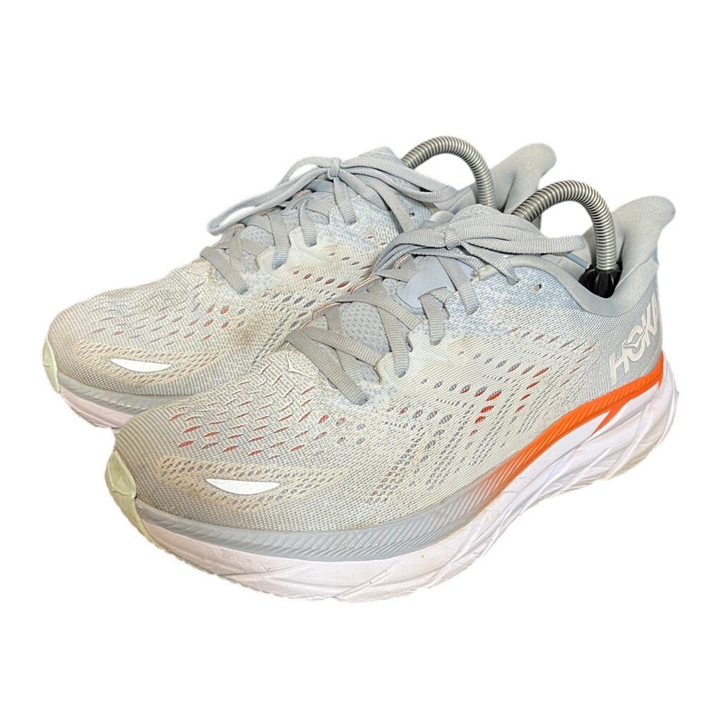 Hoka One One Clifton 8 Women’s Size 9 B Running Shoes Blue Orange Sneaker